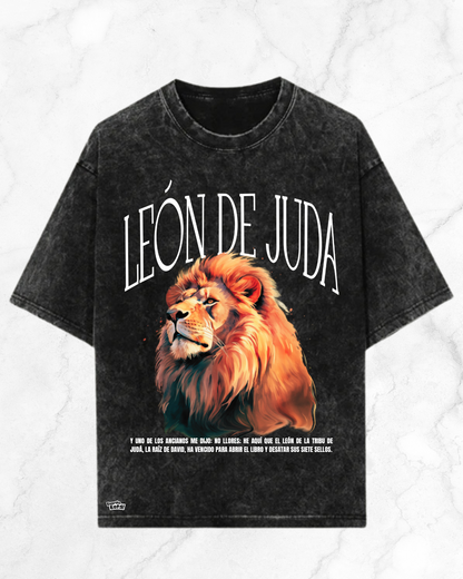 LEÓN DE JUDÁ POLERA ACID WASH NEGRO